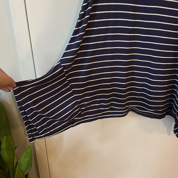 JANE AND DELANCEY | Anthropologie Blue & White Asymmetrical Sleeveless Tank Top - Picture 9 of 11